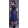 thumbnail image 4 of Bimba Robe Anarkali Bleu Marine à Fleurs Col Mandarin Sans Manches Kurtis pour Femmes Robe Maxi à Imprimé X-Small, 4 of 6