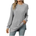 thumbnail image 1 of yoeyez Tunique en Tricot pour Femmes, Chandails à Manches Torsadées Patchwork, Col Ras du Cou Raglan, Chemises à Manches Longues, Hauts Mode d'Automne 2024, Gris, TTG, 1 of 6