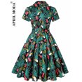 thumbnail image 2 of Robe Vintage d'Été pour Femmes Imprimé Perroquet 2024 Robe de Soirée Rétro Verte Rockabilly Années 50 60 Robe d'Été, 2 of 7
