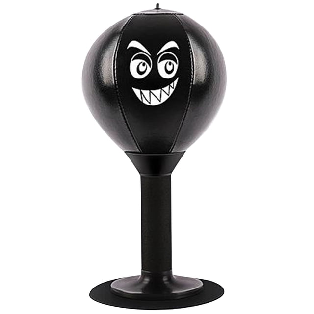 Balle de Vitesse de Boxe de Table à Ventouse / Sac de Frappe Anti-Stress / Construction Durable en Cuir / Ressort Robuste / Entraîneur de Mise en Forme Portable pour Bureau / Hauteur de 37 cm / Comprend Pompe et Valves