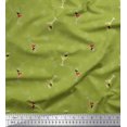 thumbnail image 1 of Soimoi Green polyester Crepe Fabric Glass,Straw & Drinks Summer Designs Decor Fabric Printed Yard 52 Inch Wide, 1 of 3
