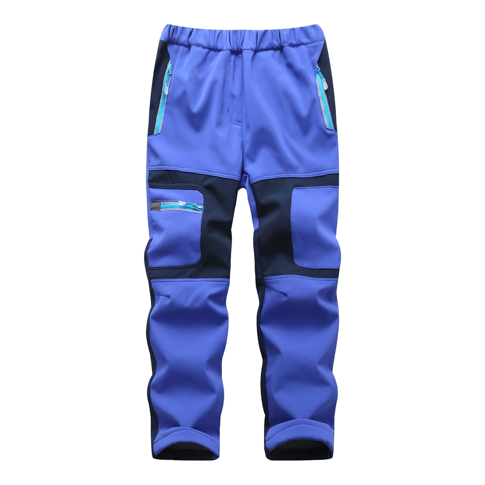 Kids Ski Pants - Patchwork Design with Pockets - Thicken Warm Trousers for Winter Outdoor Activities