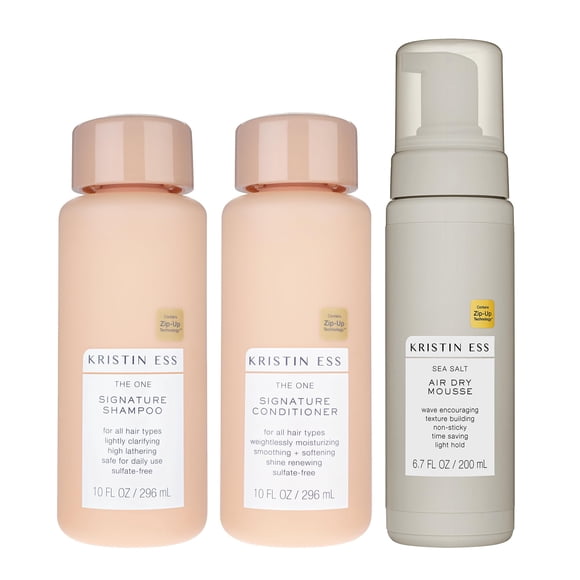 Kristin Ess Hair The One Signature Set - Lightly Clarifying Sulfate Free Shampoo, Hydrating Conditioner + Texturizing Sea Salt Air Dry Volumizing + N