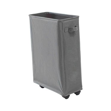 GUOOL Laundry Basket, Laundry Basket on Wheels, Freestanding Blanket Storage Basket, Gray