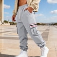 thumbnail image 4 of Ceisia Men Solid Color Loose Casual Pants Elastic Waist Drawstring Sports Gift Work Trousers, 4 of 9