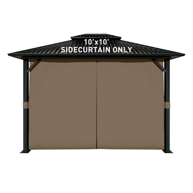Aoodor Ensemble de Rideaux de Gazebo 10 Pieds x 10 Pieds avec Quatre Rideaux d'Extérieur en polyester Brun Conçus pour l'Intimité et la protection. Ces Panneaux Résistants à la Décoloration, Protégés contre les UV et Résistants à l'Eau Comportent des Fermetures Éclair Double Face pour un Accès Pratique. Compatibles avec la Plupart des structures de Gazebo, Ils s'Attachent Facilement à l'Aide d'Anneaux à Clipser Ou de Crochets. Toit et Cadre de Gazebo Non Inclus.