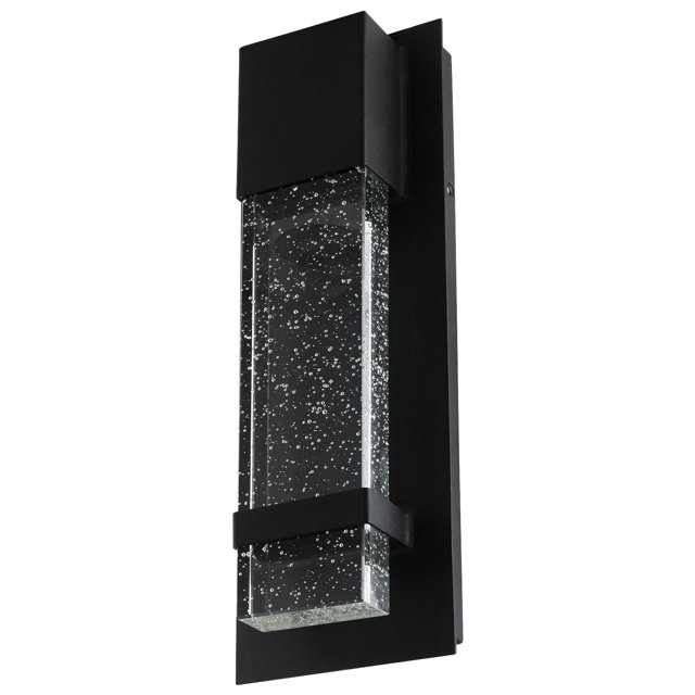 Ciata Applique Murale Éclairage – Éclairage LED Intégré Réfléchissant Blanc Chaud à Travers Verre à Bulles – Luminaire Mural Rectangulaire Intérieur/extérieur – Applique Moderne et Élégante avec Finition Noir Mat (9 Pouces)