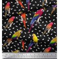 thumbnail image 2 of Soimoi Black Heavy Satin Fabric Macaw Parrot Bird Print Sewing Fabric Yard 56 Inch Wide, 2 of 3