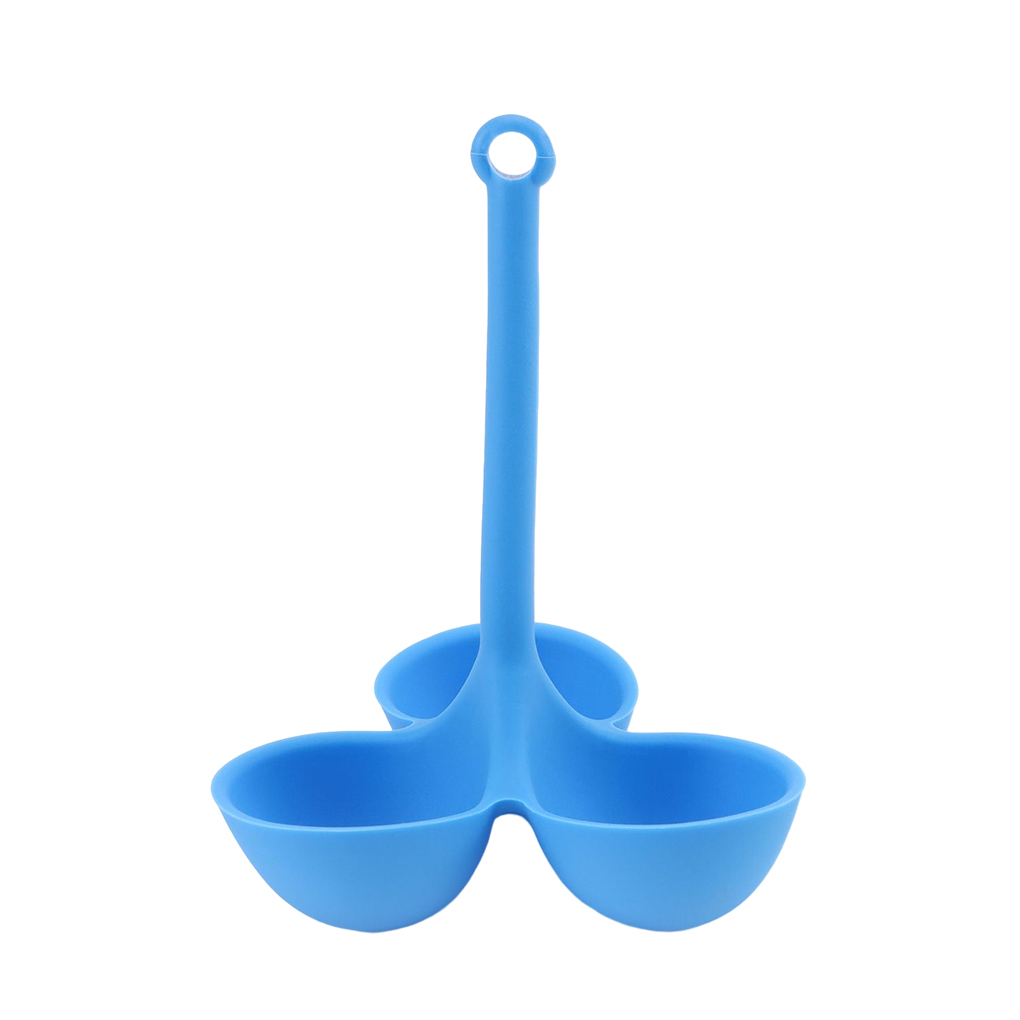 keepw Cuiseur à Ufs en Silicone 3 Trous Couleur Unie Réutilisable Lavable Outil de Cuisine Accessoires Bleu