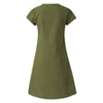thumbnail image 5 of Robe d'Été pour Femmes Aguichant Mode Femmes Ample à Col en V Été Uni à Manches Courtes Robe en Coton et Lin Robe d'Été Ample pour Femmes Robe d'Été pour Femmes avec Manches, 5 of 5