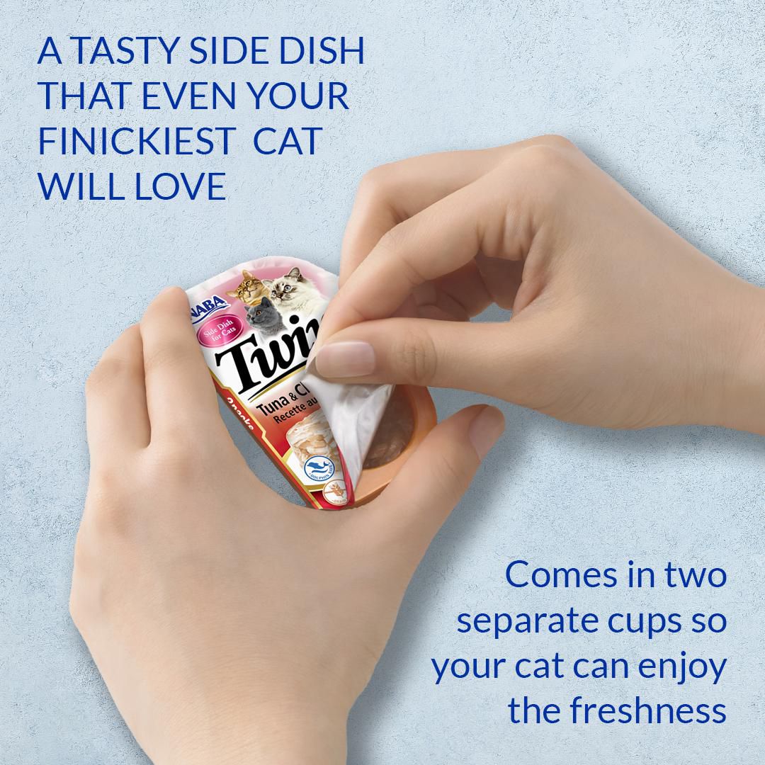 Inaba Twins pour chat, recette au thon et au poulet avec saumon, vitamine E ajoutée 70 g - Chacun : 2 tasses de 35 g