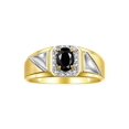 thumbnail image 1 of RYLOS Men's Rings 14K Yellow Gold Classic 7X5MM Oval Gemstone & Diamond Ring Onyx October Birthstone Rings For Men Size 11, 1 of 7