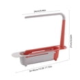 thumbnail image 3 of Retractable Water Filter Rack Basket, Expandable Sink Mounted organizer Multi-Functional Drying Rack & Utensil Holder Sturdy Plastic Build, Red, JKODE, 3 of 9