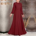 thumbnail image 2 of Women High Neck Abaya Muslim Dress Solid Color Prayer Clothes Long Sleeve Islamic Robe Full Length Dresses, 2 of 6