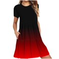 thumbnail image 1 of Weiqiqre Robes pour Femmes Été Décontractées à Manches Courtes Col Ras du Cou Robes T-Shirt Amples Évasées Mini avec Poches, 1 of 5