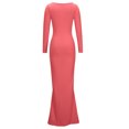 thumbnail image 4 of EQWLJWE Robes Moulantes pour Femmes Élégantes Col Rond Ajusté Manches Longues Aguichant sous-Couche Robe Nuisette, 4 of 6