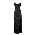thumbnail image 4 of FcBaudy Robe Camis Sans Manches à Col en V, Robes d'Été pour Femmes, Robes pour Femmes Mode Femme Robe Longue Unie à Bretelles Sans Manches Robe Taille Haute Robe Femme, 4 of 6