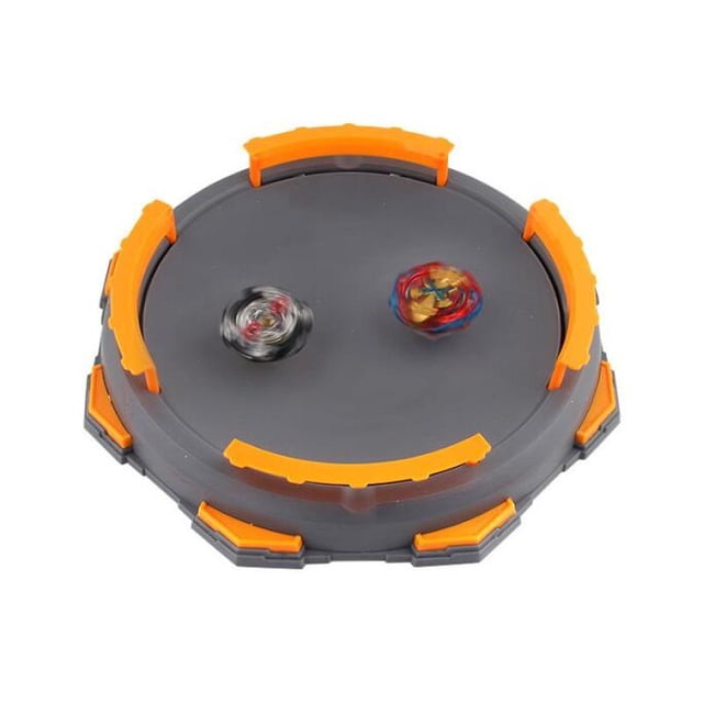 Grand Stade pour Beyblade, Arène pour Toupie de combat au design Multicolore avec une base Grise et des Bords Protecteurs orange. Deux Toupies Tournent pour Se Battre dans l'Arène, Conçues pour le Jeu Compétitif et les Affrontements en Tête à Tête. Fabriquées en Matériaux Durables et Non Toxiques avec une Housse Protectrice Transparente pour la Sécurité. Parfait pour 2 à 4 Joueurs, Idéal pour les Enfants de 8 Ans et Plus pour Profiter des Jeux de Toupies de combat.