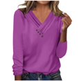 thumbnail image 1 of Timegard Womens Tops V-Neck Ruched Button Long Sleeve Solid Color Comfy Tee Dressy Casual Tunic Top, 1 of 4