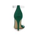 thumbnail image 2 of BLISSFUL STEP Women's Clear Ankle Strap Stiletto Heel Sandals Emerald Green 10, 2 of 6