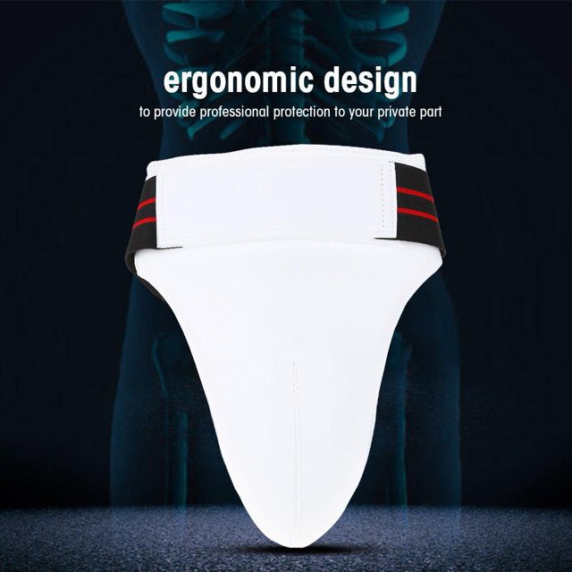LAFGUR Men Taekwondo Groin Guard Boxing Karate Jockstrap Sanda Crotch Protector White