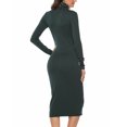 thumbnail image 3 of Turtleneck Knit Sweater Stretch Dress Winter Turtleneck Knit Sweater Dress Women Turtleneck Ribbed Long Sleeve Knit Sweater Dress Basic Solid Color Elastic Slim Fitting Soft Warm, 3 of 6