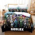 thumbnail image 1 of ROBLOX Minecraft Anime Student Dormitory Bed Sheets And Quilt Covers Three-piece Set, Microfiber Bedding Set, 1 of 1