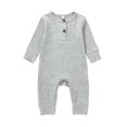 thumbnail image 1 of Baby Boy Girl Button Romper One Piece Solid Color Knit Ribbed Jumpsuit, 1 of 2