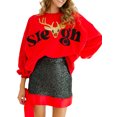 thumbnail image 1 of FOCUSNORM Women's Christmas Loose Pullover Sparkly Rhinestone Letter Print Long Sleeve Crew Neck Sweatshirt, 1 of 9