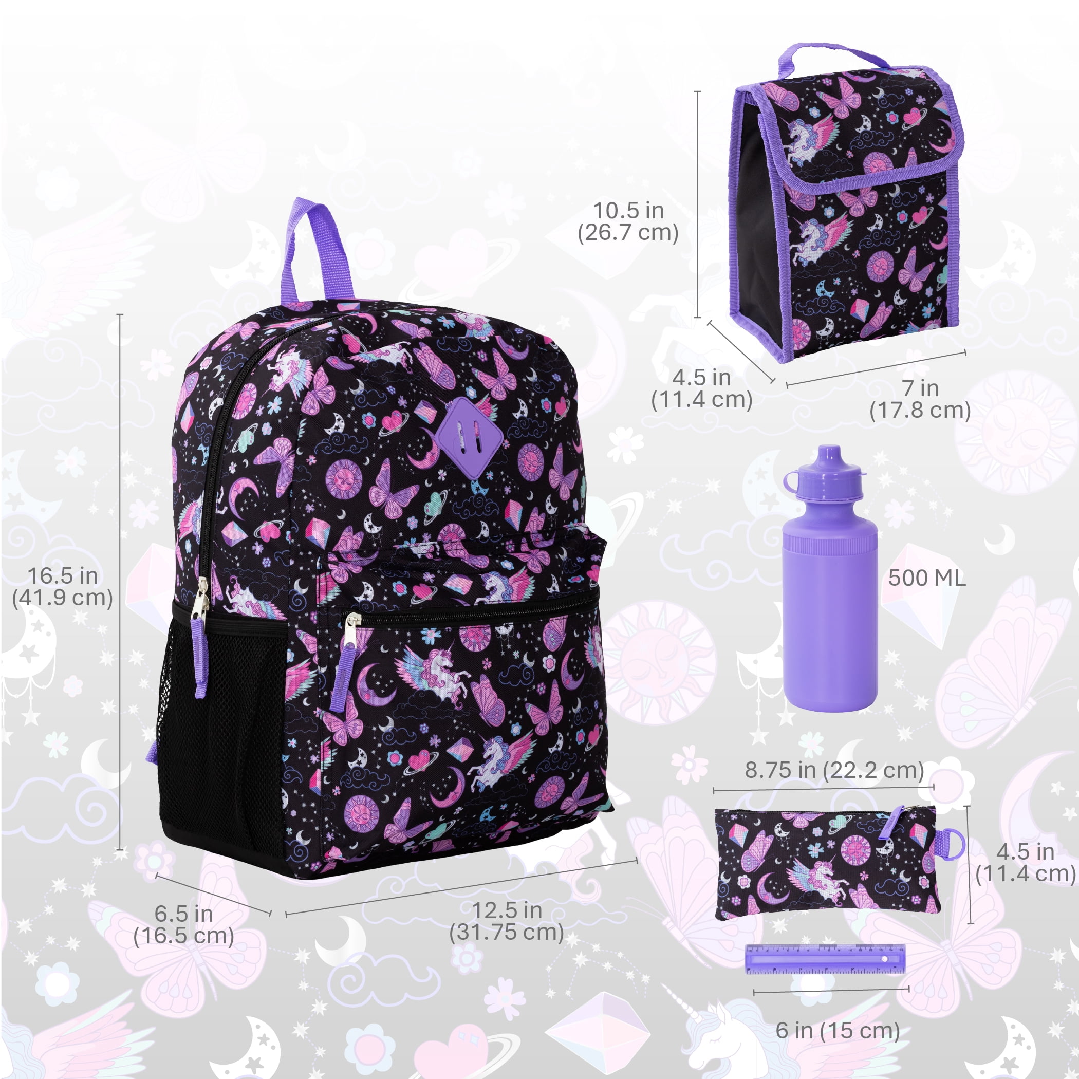 Ensemble Sac à Dos Jetstream 5 Pièces avec Sac à Lunch, Trousse, Règle et Gourde