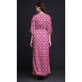 thumbnail image 4 of Bimba Robe Longue d'Été en Rayonne à Manches Kimono Imprimée de Quarts de Feuille et de Nénuphar à Fleurs avec Fente - Petit, 4 of 6
