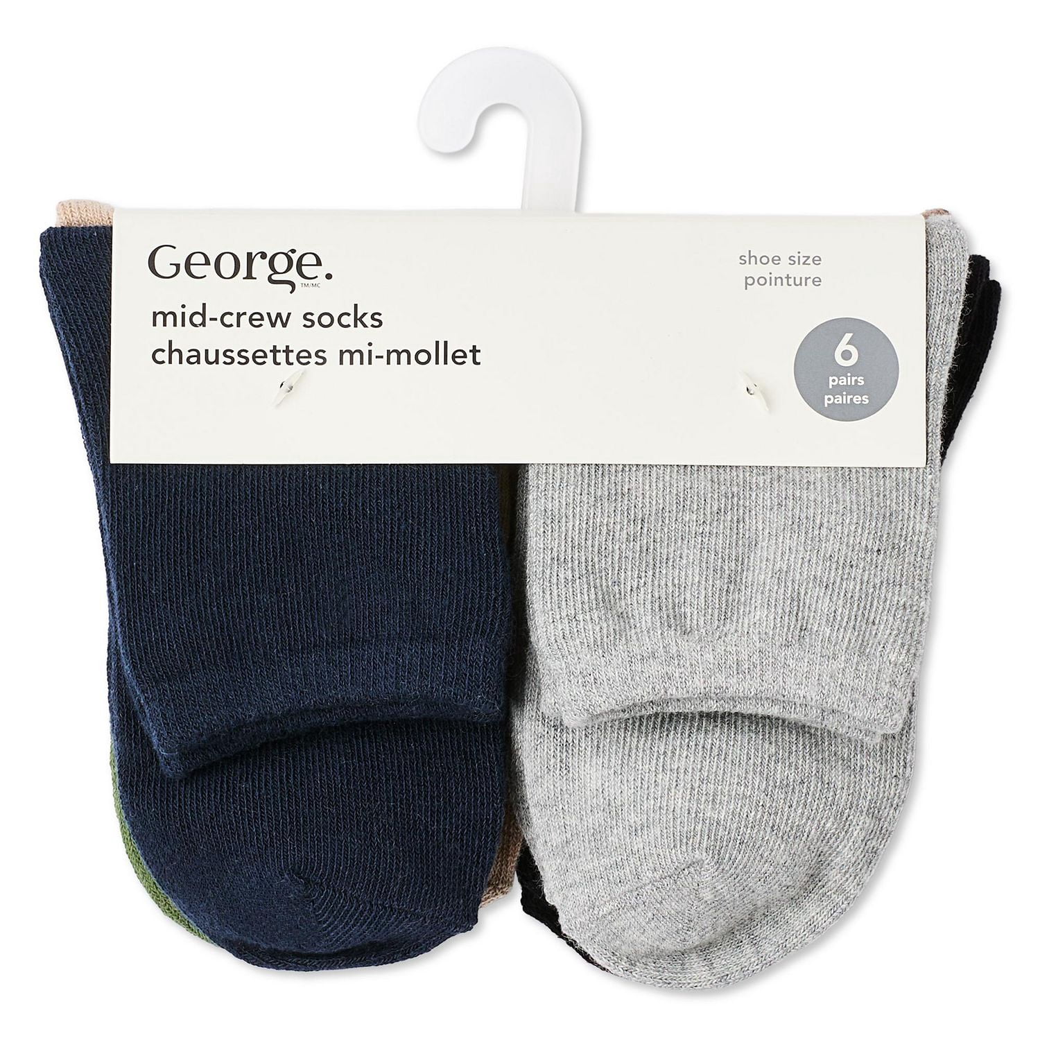 George Boys' Mid-Crew Socks 6-Pack
