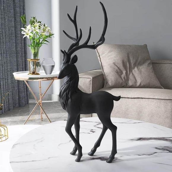 Deer Decoration Collectible Home Office Gift Warming House Standing Deer Statue Figurine Deer Sitting Wine Reindeer Ornaments Sitting Red