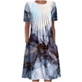 thumbnail image 2 of Robe Maxi d'Été pour Femme, Robe d'Été Bohème à Imprimé, Manches Courtes, Robe de Plage, Robe Longueur Genou, Robe à Manches Courtes en Liquidation, 2 of 5