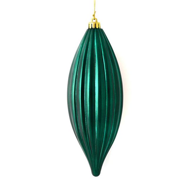 Vickerman M183262S 8 in. Sea Blue Shiny Line Finial Ornament 4 per Bag