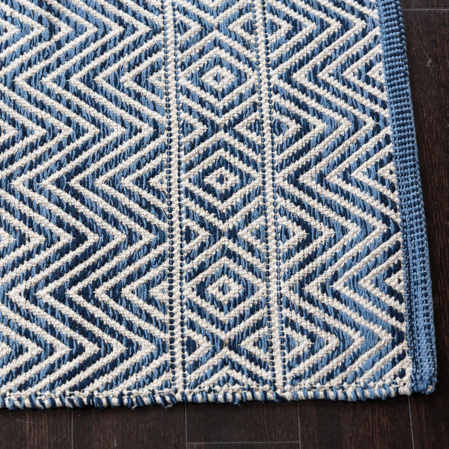 Tapis tissé à plat en coton chevrons Fabstyles pour salon, couloir