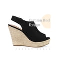 thumbnail image 3 of BLISSFUL STEP Sandales à Talon Compensé à Bride Arrière, Bout Ouvert, Plateforme Espadrille, pour Femmes, Noir 6, 3 of 5