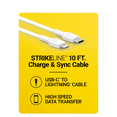 thumbnail image 1 of Scosche CI410WT-SP StrikeLine USB-C to Lightning PD Fast Charge & Sync Cable 10ft MFi White, 1 of 7