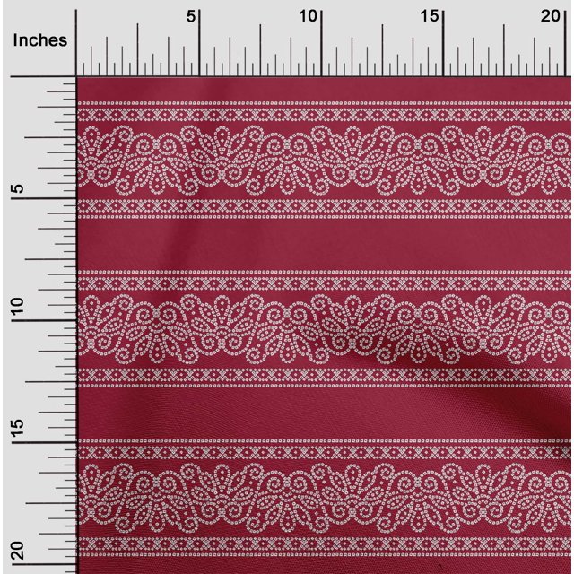 oneOone Tissu Polyester Lycra Carmin Rouge Floral Bandhani Fournitures de Courtepointe Tissu de Couture au Mètre 56 Pouces de Large