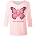 thumbnail image 4 of Fgnfyis Women's T-Shirts Cancer Awareness Casual Tops Round Neck Three Quarter Sleeve Printed Design for Daily Spring Summer Fall Celebrations Womens Tops Light Pink XL, 4 of 4