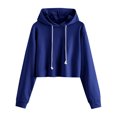 thumbnail image 4 of Penkiiy Chandails à Capuche pour Femmes Mode Chandail à Col Rond Manches Longues Blouse à Capuche Chandail en Molleton Bleu Vêtements Y2K, 4 of 8