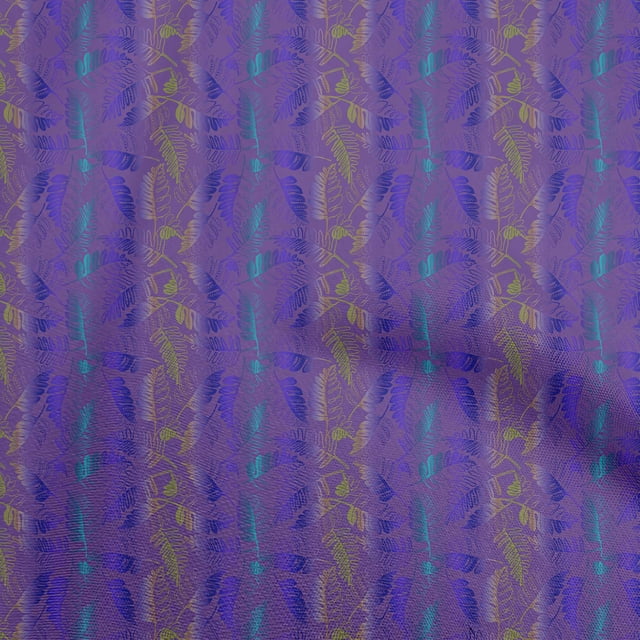 oneOone Rayon Violet Fabric Leaves Sewing Craft Projects Fabric Prints By Yard 56 Inch Wide
