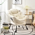 thumbnail image 2 of Costway Modern Polyester Fabric Lazy Chair Single Sofa Chair w/Side Pocket Beige, 2 of 10