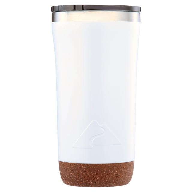 Ozark Trail PL Gobelet Isotherme en Acier Inoxydable de 18 Oz avec Fini Mat Blanc, Rebord en Acier Inoxydable et Fond en Liège pour une Utilisation Antidérapante, Idéal pour Garder les Boissons Chaudes Ou Froides dans des Contenants de Rangement pour Boissons de Cuisine, Convient Aussi aux Aventures en Plein Air et aux Déplacements Quotidiens.