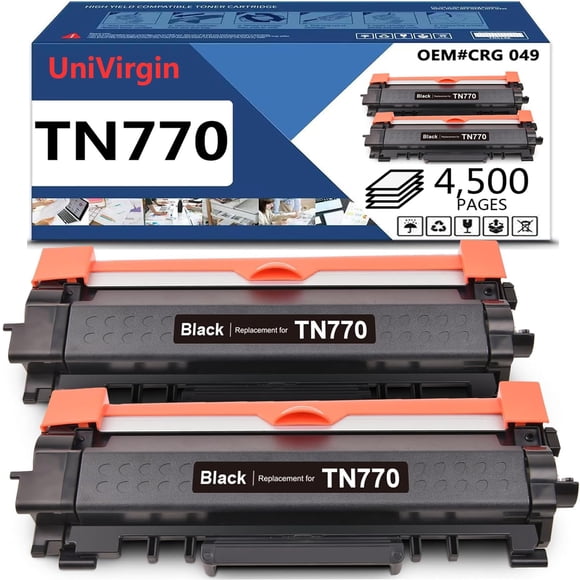 TN770 TN-770 Toner Cartridge Replacement for Brother TN770 TN-770 High Yield Black Toner Cartridge with IC CHIP fits for Brother HL-L2370DW HL-L2370DWXL MFC-L2750DW MFC-L2750DWXL 4 500 Pages 2 Pack