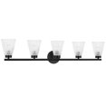 thumbnail image 1 of Vienna Vanity - 5 Light - Matte Black - Clear Ribbed Glass, 1 of 2