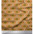 thumbnail image 1 of Soimoi Beige polyester Crepe Fabric Stripe & Diamond Geometric Decor Fabric Printed Yard 42 Inch Wide, 1 of 3