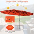 thumbnail image 3 of Gymax Parasol de Patio Double Face de 15 Pi, Parasol de Marché Extra-Grand avec Base, Orange, 3 of 9