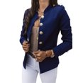 thumbnail image 1 of Innerwin Business Jackets V Neck Women Blazers Work Solid Color Slim Fit Cardigan Jacket Dark Blue S, 1 of 2