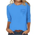 thumbnail image 1 of FAIWAD Womens 3/4 Sleeve Tunic Tops Solid Color Round Neck Shirt Soft Lightweight Loose Top with Chest Pockets, 1 of 5